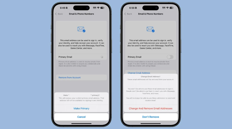 户县苹果手机维修分享苹果 iOS 18.1 支持设置“主要”邮箱地址并更改 iCloud 邮箱 